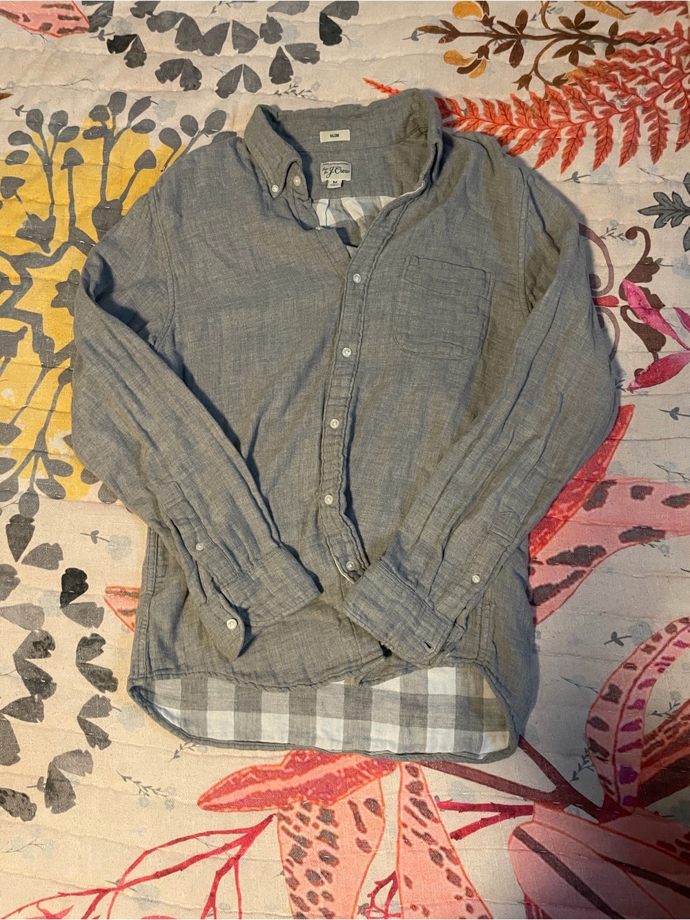 J. Crew Men's Gray Button-Down Casual Shirt